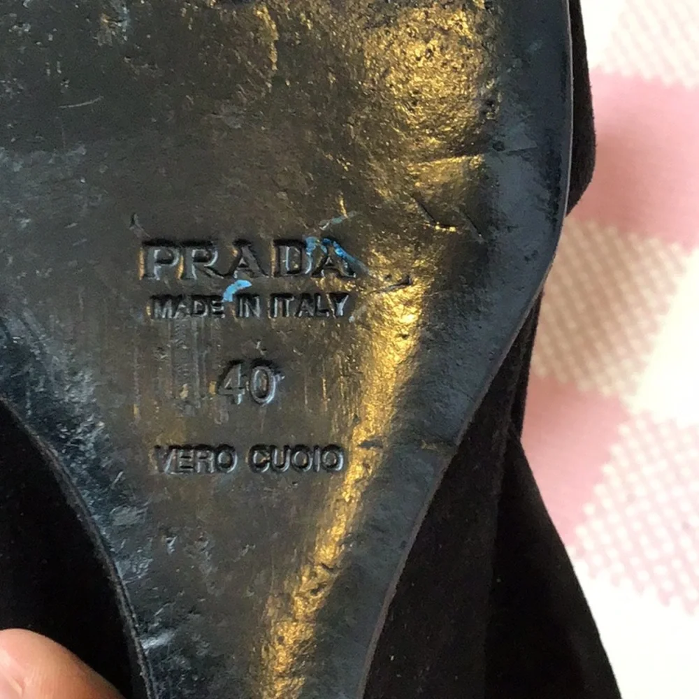 Vintage Prada Black Suede Wedge Sandals - Picture 5 of 8